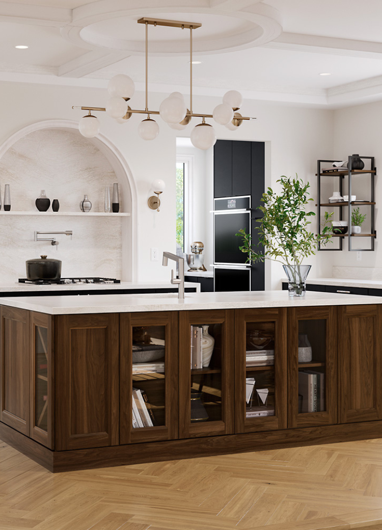 Custom wood cabinetry in a custom kitchen island